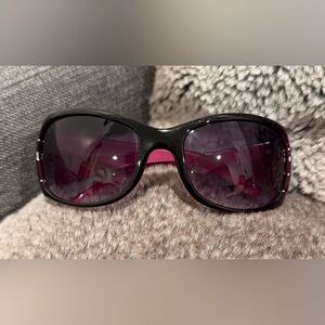Juicy Couture Y2K 90s 2000s Vintage Sunglasses Black with Pink Interior
